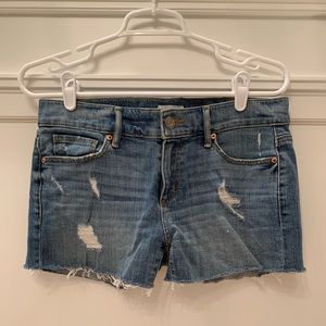 🦋BLUE DENIM SHORTS FRAYED RIPPED from LOFT